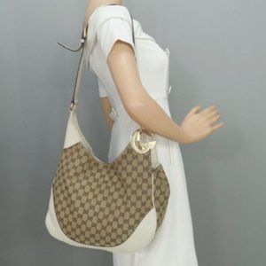 GUCCI GG Supreme Canvas Brown Shoulder Hobo Bag